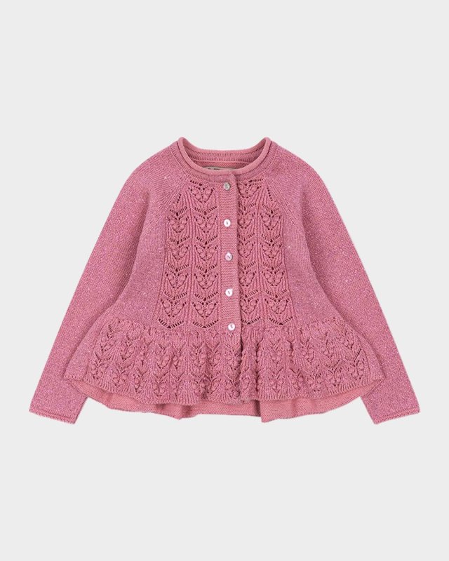 Girl's Cabby Frill Knitted Cardigan, Size 2-8
